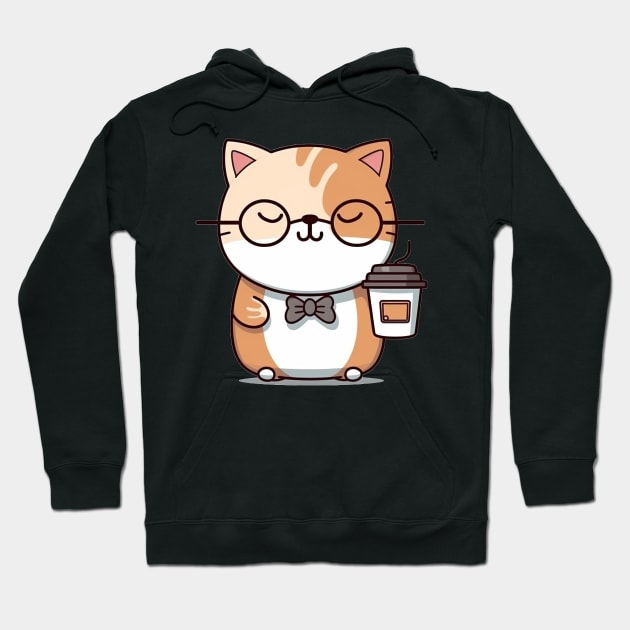 Smart Cat with a Coffee Cup Hoodie by Walter WhatsHisFace